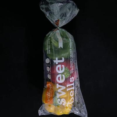 China Disposable Customized Printed Transparent PP Bell Peppers Packaging Open End Bags With Tear Off for sale