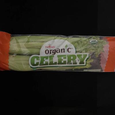 China Disposable PE Transparent Vegetables Celery Gusset Bags Customized Printed Packaging With Tear Off for sale