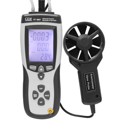 China CEM DT-8897 Multifunctional Pressure Difference Gauge Gauge Flow Meter USB Anemometer with Data Logger Function 210mm x 75mm x 50mm 280g for sale