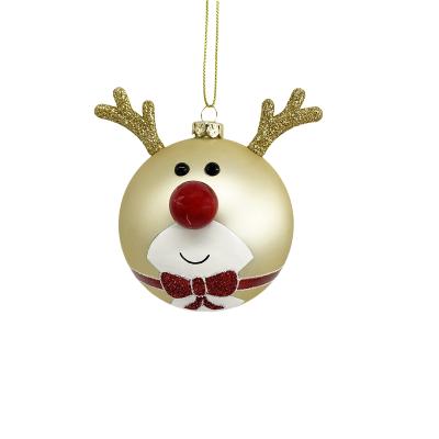 China Christamas Decoration Customized Christmas Bauble Ornament Cute Plastic Reindeer Ball Christmas Tree Decoration for sale