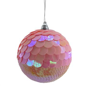 China Chirstmas Decor Customized Color Christmas Decoration 8cm Plastic Ball With Sequins Ornament For Christmas Decoration for sale