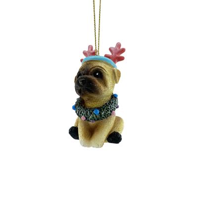 China Chirstmas Decor Personalized Christmas Decoration Resin Dog Shape With Garland Ornament For Christmas Tree Decoration for sale