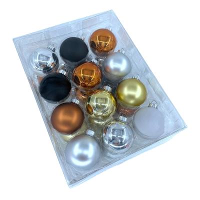 China Clear Christmas Tree Decoration Ornament 6.7cm*24pk Glass Transparent Christmas Tree Ball Ornaments for sale