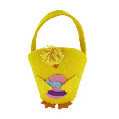 China Wholesale Festival Decoration Kids Easter Felt Cute Bunny Ears Chicken Basket For Easter Egg Candy Basket Decoration for sale