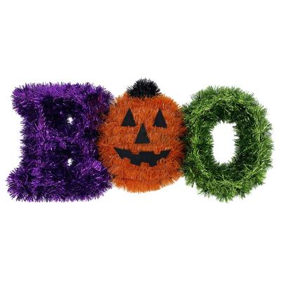 China Tinsel+wire+plastic Hotsales Halloween Decoration Tinsel Pumpkin Wall Haging Decoration Customized Color Halloween Party Decoration for sale