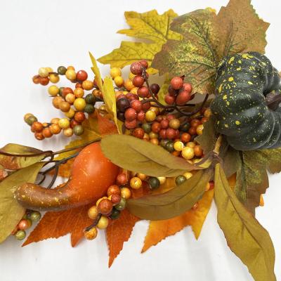 China Festival Thanksgiving Decoration Artificial Flower Maple Leaves Berry Wreath Tree Pick Pumpkin Thanksgiving Pick Decoration for sale