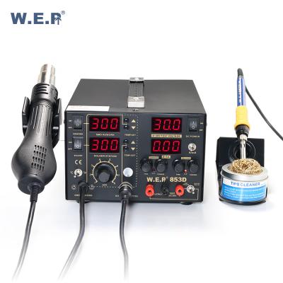 China Machine repair shops WEP 853D 5A 3 IN 1 hot air station soldering tool for sale