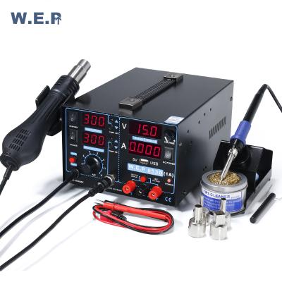 China Machine repair shops WEP 853D 1A USB 3 in 1 powerful other tabletop equipment SMD pneumatic smd gun hot air soldering rework soldering hot soldering station for sale