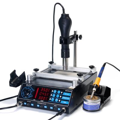 China Retail WEP853-AAA 3 in 1 SMD digital soldering hot air desoldering gun preheat BGA soldering device rework station for sale