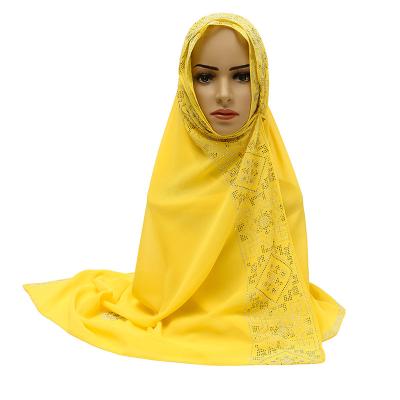 China Polyester Zhenshiman Block pattern latest plain chiffon scarf 2021 Muslim women shawl scarf wholesale for sale