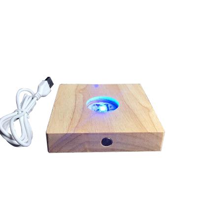 China Modern Square Night Light Wood Base LED Wooden Light Display USB Powered Night Light for sale