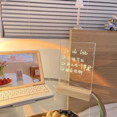 China Creative Decorative Light Erasable Clipboard Home Office Note Night Light Small Bed Contemporary Acrylic Message Table Quick Desk for sale