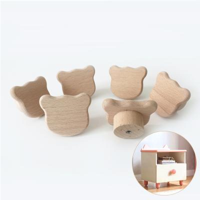 China Modern Cute Design Colorful Beech Wood Furniture Handles for sale