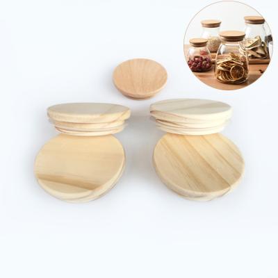 China Non Spill Cheap Price Customized Round Glass Mason Jar Wooden Lids for sale