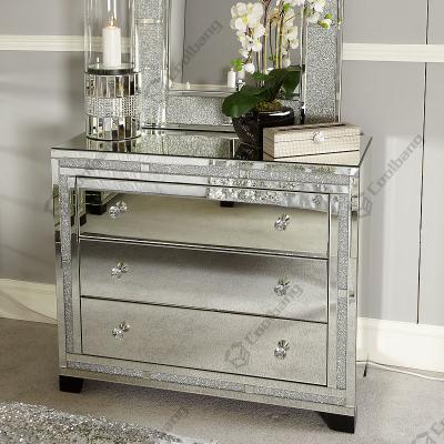 China Glittering Crushed Diamond Mirrored Mirrored Sideboard Chest Of Drawers for sale