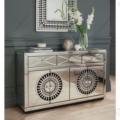 China Classic Mirrored Crystal Style Home Living Room Sideboard Furniture Mirrored Cabinet for sale