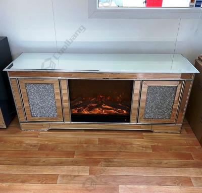 China Luxury Living Room Furniture Crushed Diamond Mirrored TV Stand Mirrored TV Cabinet for sale