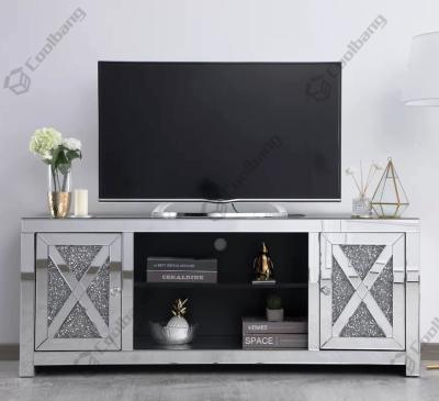 China Mirrored Multifunctional Storage Cabinet Crushed Diamond Living Room Mirrored TV Stand for sale