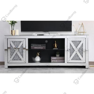 China Mirrored Mirrored TV Stand Crushed Diamond Home Furniture Crystal Tv Unit Tv Table for sale