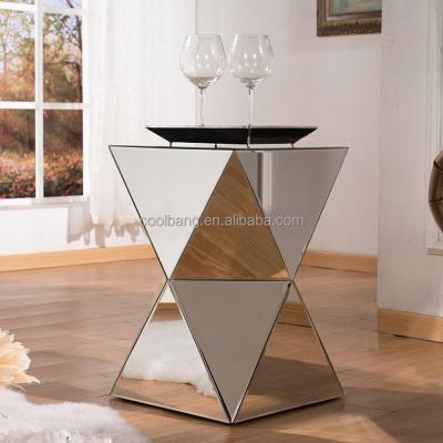 China Coolbang New Small Industrial Venetian Mirrored Triangle Corner Table Multiple Design for sale