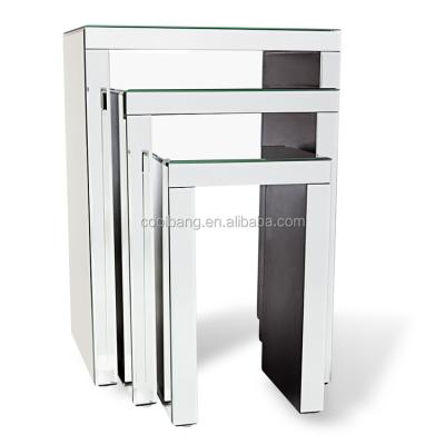 China Coffee table Coolbang CBM077 Venetian celeste glass mirrored nesting table for sale