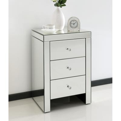 China Modern single drawers mirrored glass end table mirrored bedside nightstands for sale