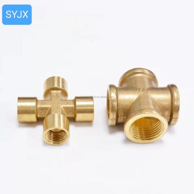 China Hose Connection Lead Free Four Way Brass Cross Mount With Female Also Rated Threaded for sale