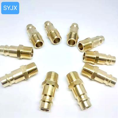 China Pneumatic Brass Connector Male Plug Hose Connection Parts German Type 1/4