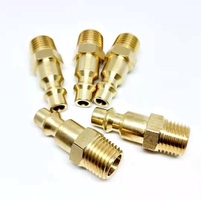 China Hose Connection Air Hose Fittings and Quick Connect Air Fittings, 1/4 Inch NPT Brass Male Coupler Plug Industrial Air Type D for sale