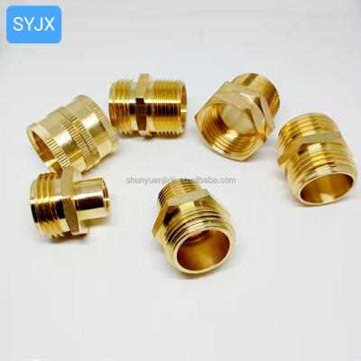 China Heavy Duty Brass Hose Connection Garden Hose Fittings Connectors Repair Male To Male Head GHT Coupler Dual 3/4