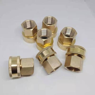 China Pipe Connection 3/4 Male GHT to 3/4 NPT Thread Female Swivel GHT Garden Hose Pipe Brass Connector with Wahsers, Fit for Garden Hose Repair for sale