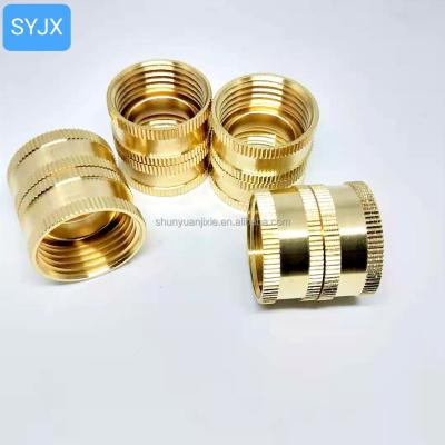 China 3/4 Inch GHT Connector Brass Dual Female Hose Connector Swivel Hose Female Connector To Female Hose Adapter for sale