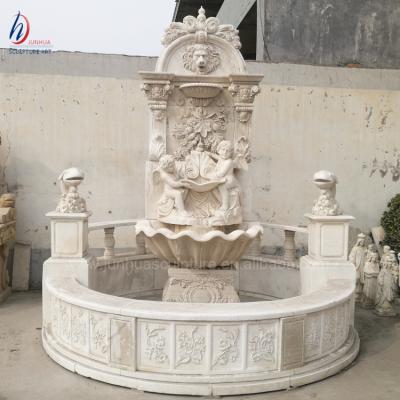 China Modern Marble Wall Marble Angel Statue Water Fountain with Lion Head Statue for sale