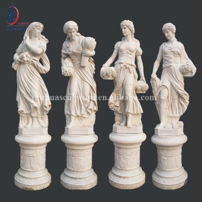 China Durable And Artistic Natural Life Size White Marble Four Seasons Goddess Statues For Sale for sale