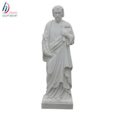 China Traditional Religious White Saint Joseph Worker Figure Marble Statue Sculpture for sale