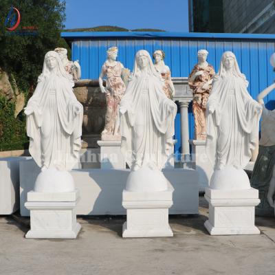 China Wholesale Durable And Artistic Life Size Religious Carved Marble Virgin Mary Statue Sculpture Opening Hands for sale