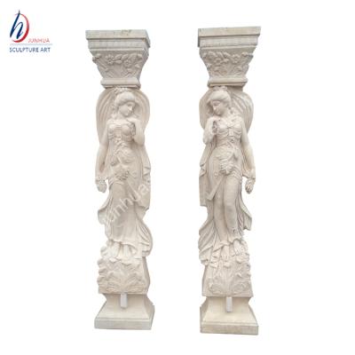 China Solid Natural Marble Figure Statue Pillar Design for sale