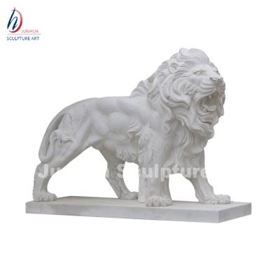 China Modern small size lion natural marble walking sculpture for sale for sale