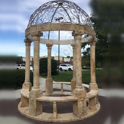 China Durable And Artistic Outdoor Garden Marble Gazebo Hand-carved Polished Marble Gazebo for sale