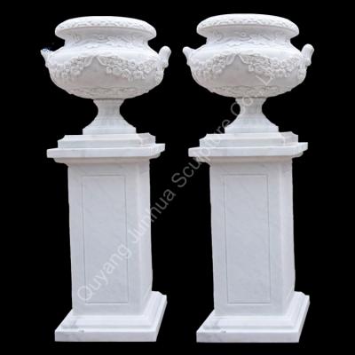 China Europe outdoor garden natural white stone flower pot large for sale for sale