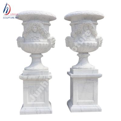 China Modern western style unique design white marble flowerpot for sale