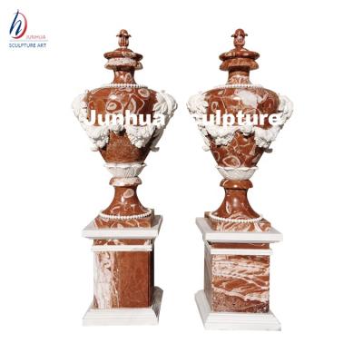 China Large Modern Western Style Vase Stone Marble Flower Pot Home Decoration for sale