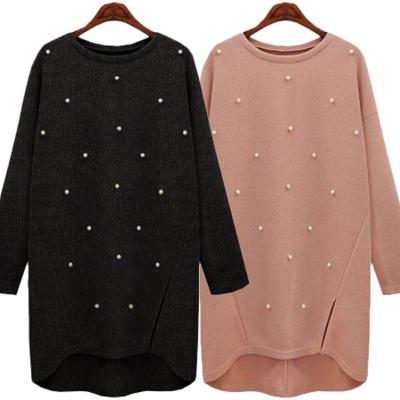 China Anti-Wrinkle ZN Drop Style Pearl Sweater Oversized Loose Women Long Plus Size Sweaters for sale