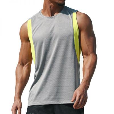 China Breathable ZN Vintage Polyester Color-block Round Neck Wide Shoulder Strap Loose Gym Boy's Tank Tops for sale