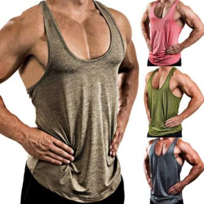 China ZN Fashion White Solid Color Spoon Collar Breathable Narrow Shoulder Strap Gym Casual Tank Tops For Men for sale