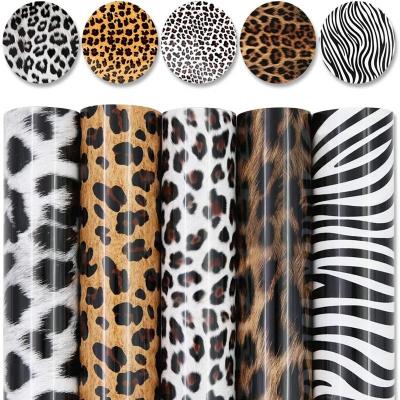 China Leopard Pattern Heat Transfer Vinyl Iron-On Garment 10 Sheets, All Kinds Of Printing HTV Animal Apparel T-shirt DIY Decoration for sale