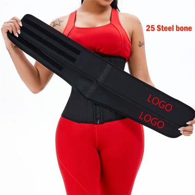 China Detachable Trainer Belt Tummy Wrap Waist Trainer Latex Strap Women Shapewear Custom Antibacterial Steel Bone Control Bandage 25 Double Strap for sale