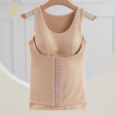 China Good Quality Antibacterial Women Slimming Tummy Trimmer Control Waist Trainer Corset Warm Shaper Vest With Bra for sale