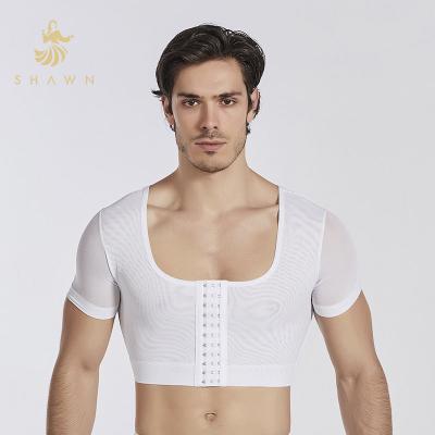 China QUICK DRY Men's Gynecomastia Shaper Zipper Control Slimming Chest Boner Back Shapewear Pose Invisible Male Body Shaper Tops for sale