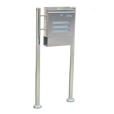 China 8/18 appearance single square stainless steel freestanding mailbox with news paper holder from china supplier for sale